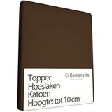 Katoenen Topper Hoeslaken Romanette Bruin-180 x 200 cm