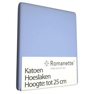 Katoenen Hoeslaken Romanette Lichtblauw-90 x 220 cm