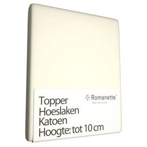 Katoenen Topper Hoeslaken Romanette Ivoor-140 x 200 cm