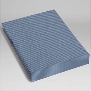 Yumeko hoeslaken katoen TENCEL™ blauw stripe 140x200x30 - Biologisch & ecologisch