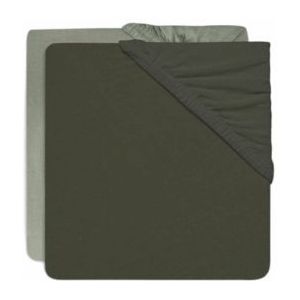 Hoeslaken Jollein Jersey Ash Green/Leaf Green (2pack)-60 x 120 cm