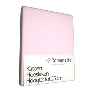 Katoenen Hoeslaken Romanette Roze-140 x 200 cm