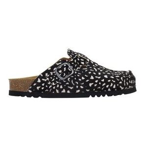 Klomp Scholl Women Fae New Cow Hair Leather Printed Black White-Schoenmaat 42