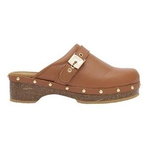 Klomp Scholl Women Pescura Clog 50 Cork Leather Cognac-Schoenmaat 39