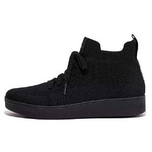 FitFlop Women Rally High Top Sneaker Water-Resistant Knit All Black-Schoenmaat 36