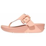 FitFlop Women Lulu Covered-Buckle Raw-Edge Leather Toe-Thongs Blushy-Schoenmaat 39