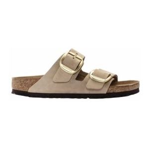 Slipper Birkenstock Women Arizona Big Buckle Nubuk Leather Sandcastle Narrow-Schoenmaat 41