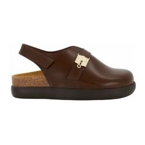 Klomp Scholl Women Adele Leather Dark Brown-Schoenmaat 39