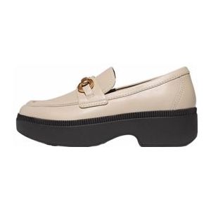 FitFlop Women F-Luma Chunky Snaffle Leather Demi-Wedge Loafers Stone Beige-Schoenmaat 40