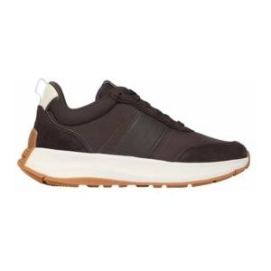 FitFlop Women F-Mode Flow Sneaker Nylon Suede Mix Chocolate Brown/Cream-Schoenmaat 37
