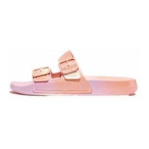 FitFlop Iqushion Iridescent Two-Bar Buckle Slides WIT