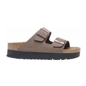 Slipper Birkenstock Women Arizona PAP Flex Platform Birko-Flor Mocha Narrow-Schoenmaat 38