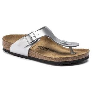 Slipper Birkenstock Kids Gizeh Birko-Flor Electric Metallic Silver Narrow