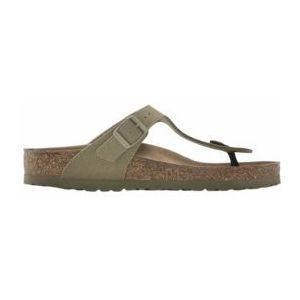 Slipper Birkenstock Women Gizeh Vegan Textile Faded Khaki Narrow-Schoenmaat 38