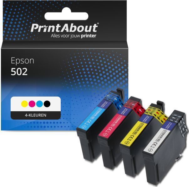 PrintAbout huismerk Inktcartridge 502 (C13T02V64010) 4-kleuren Multipack Geschikt voor Epson