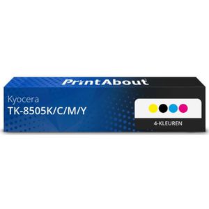 PrintAbout huismerk Toner TK-8505K/C/M/Y 4-kleuren Multipack Geschikt voor Kyocera