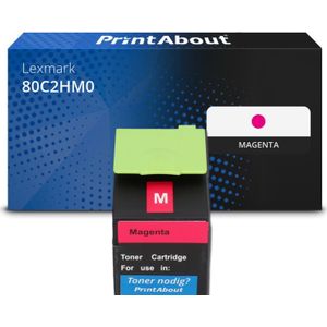 PrintAbout huismerk Toner 80C2HM0 (802HM) Magenta Hoge capaciteit Geschikt voor Lexmark