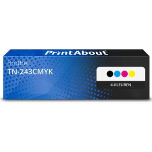 PrintAbout - Toner TN-243CMYK - 4-kleuren Multipack - Geschikt voor Brother - 5.300 afdrukken
