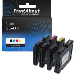 PrintAbout - Inktcartridge - Alternatief voor Ricoh GC-41K - 4-Kleuren - Meer Inhoud
