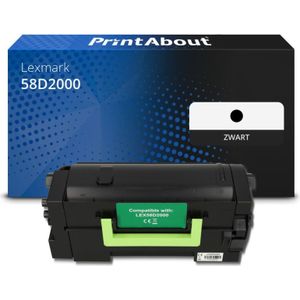 PrintAbout huismerk Toner 58D2000 Zwart Geschikt voor Lexmark