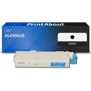 PrintAbout huismerk Toner 46490608 Zwart Geschikt voor OKI