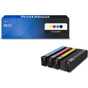 PrintAbout - Inktcartridge 981X - 4-kleuren Multipack - Hoge Capaciteit