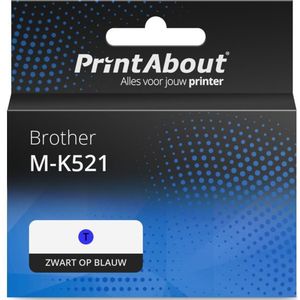 PrintAbout - Tape M-K521 - Zwart op Blauw - 9 mm - Geschikt voor Brother