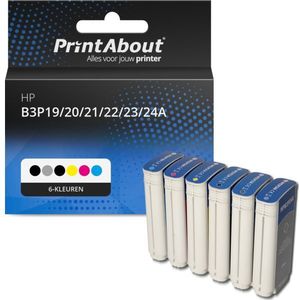 PrintAbout huismerk Inktcartridge B3P19/20/21/22/23/24A (727) 6-kleuren Multipack Geschikt voor HP