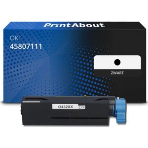 PrintAbout huismerk Toner 45807111 Zwart Geschikt voor OKI