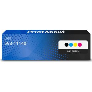 PrintAbout huismerk Toner 593-11140 (810WH) 4-kleuren Multipack Geschikt voor Dell