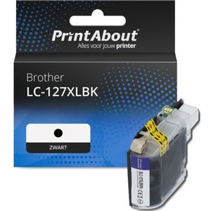 PrintAbout huismerk Inktcartridge LC-127XLBK Zwart Hoge capaciteit Geschikt voor Brother
