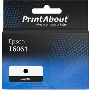 PrintAbout huismerk Inktcartridge T6061 Zwart Hoge capaciteit Geschikt voor Epson