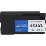 PrintAbout huismerk Inktcartridge 951XL (CN046AE) Cyaan Hoge capaciteit Geschikt voor HP