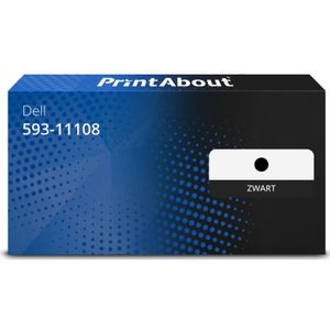 PrintAbout huismerk Toner 593-11108 (HF44N) Zwart Geschikt voor Dell