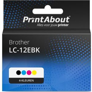 PrintAbout huismerk Inktcartridge LC-12EBK 4-kleuren Multipack Geschikt voor Brother