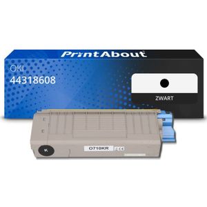 PrintAbout huismerk Toner 44318608 Zwart Geschikt voor OKI