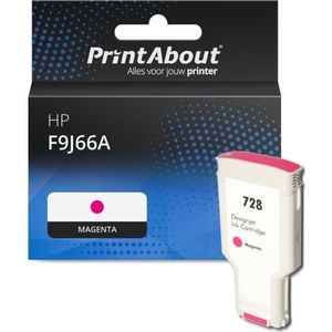 PrintAbout huismerk Inktcartridge F9J66A (728) Magenta Extra hoge capaciteit Geschikt voor HP