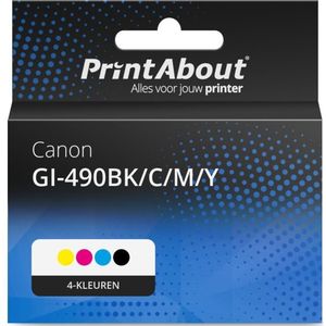 PrintAbout huismerk Inktcartridge GI-490BK/C/M/Y 4-kleuren Multipack Geschikt voor Canon