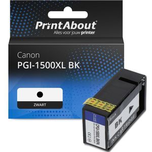 PrintAbout huismerk Inktcartridge PGI-1500XL BK Zwart Hoge capaciteit Geschikt voor Canon
