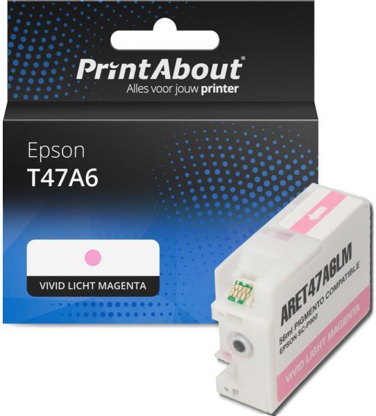PrintAbout - Inktcartridge T47A6 - Vivid Licht Magenta - Geschikt voor Epson