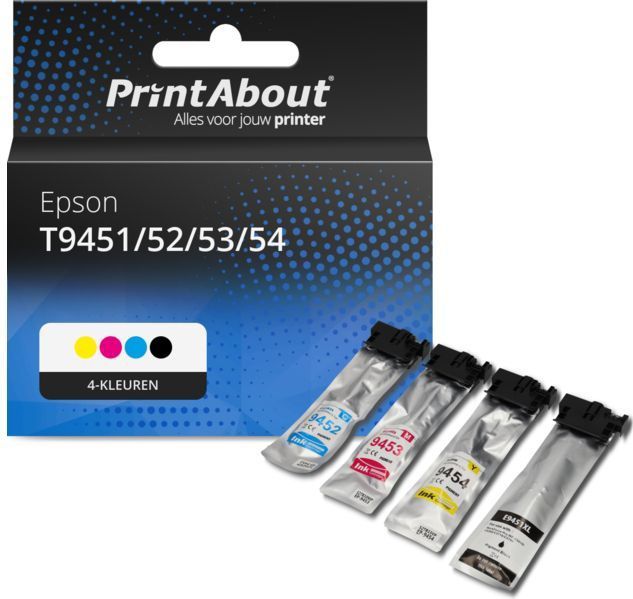 PrintAbout huismerk Inktcartridge T9451/52/53/54 4-kleuren Multipack Hoge capaciteit Geschikt voor Epson