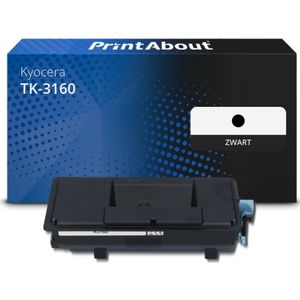 PrintAbout huismerk Toner TK-3160 Zwart Geschikt voor Kyocera