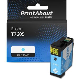 PrintAbout huismerk Inktcartridge T7605 Licht-cyaan Geschikt voor Epson