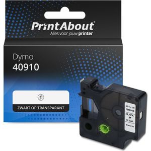 PrintAbout - 40910 - Tape - Zwart op transparant - 9 mm