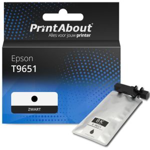 PrintAbout huismerk Inktcartridge T9651 Zwart Geschikt voor Epson