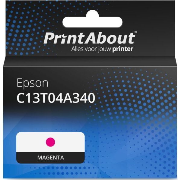 PrintAbout huismerk Inktcartridge C13T04A340 Magenta Extra hoge capaciteit Geschikt voor Epson