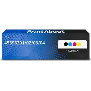 PrintAbout huismerk Toner 45396301/02/03/04 4-kleuren Multipack Geschikt voor OKI