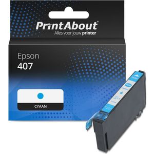 PrintAbout huismerk Inktcartridge 407 (C13T07U240) Cyaan Geschikt voor Epson
