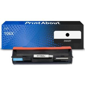 PrintAbout huismerk Toner 106X (W1106X) Zwart Hoge capaciteit Geschikt voor HP