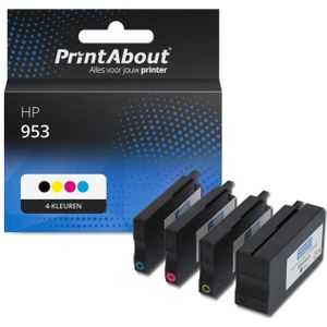 PrintAbout huismerk Inktcartridge 953 (6ZC69AE) 4-kleuren Multipack Geschikt voor HP